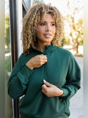 Salt Project Green Cloud Form Half Zip Sweatshirt Jacket